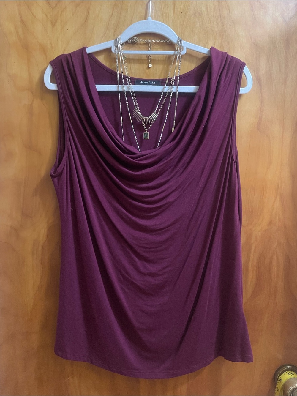 Amore All F.Y. Plum Cowl Neck Sleeveless Tank 2X